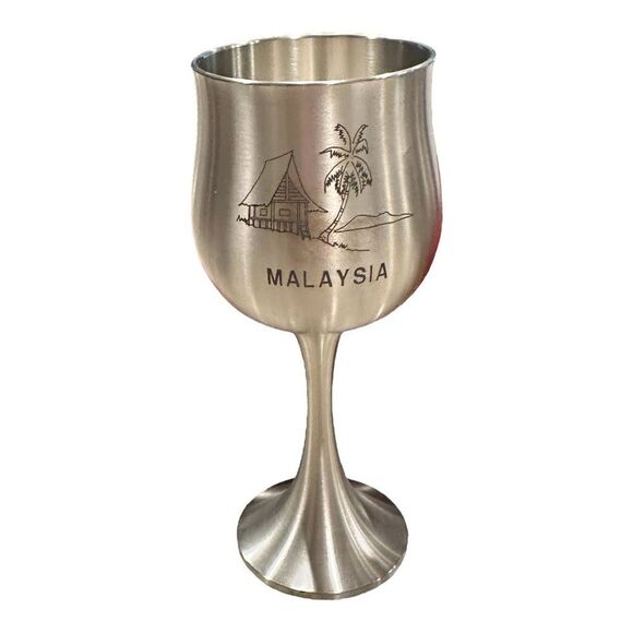 ROYAL SELANGOR Pewter 2 Wine Goblets with Wood Box tall Malaysia inscribed - Picture 5 of 11